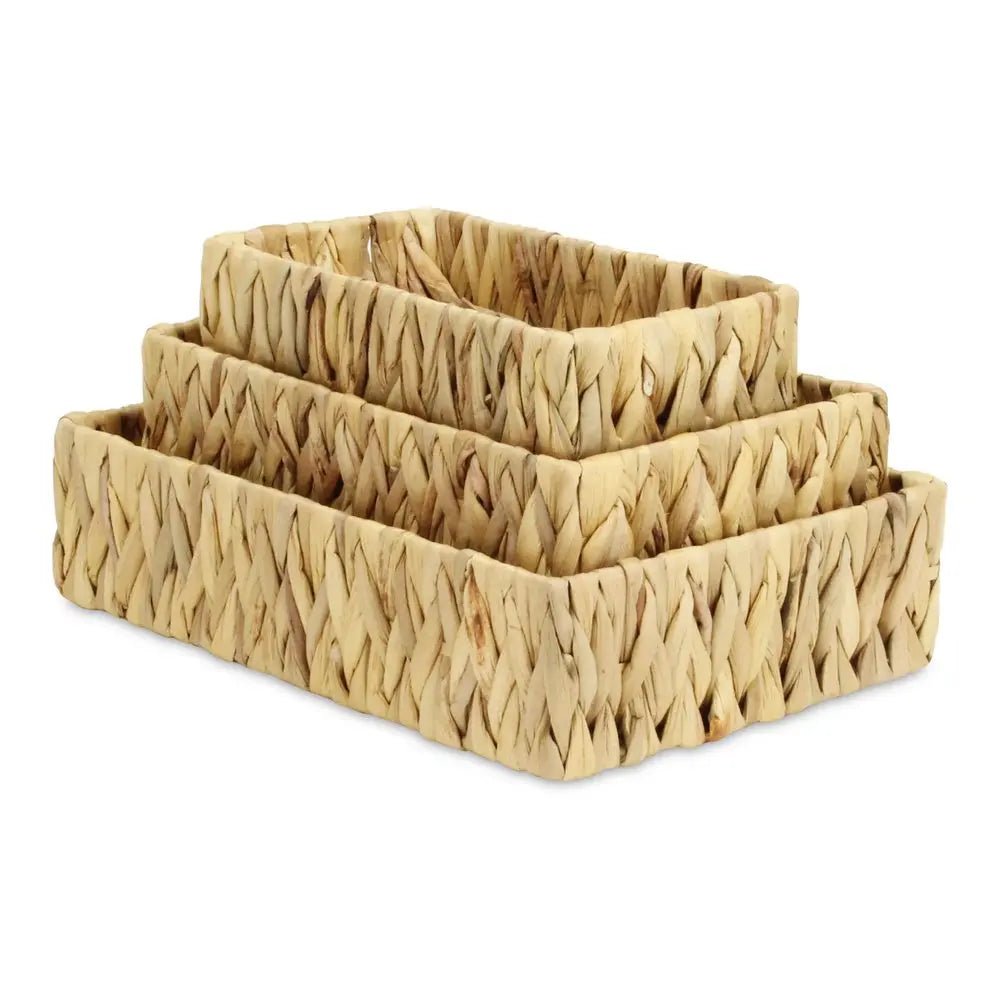 Set of Three Natural Water Hyacinth Basket - NOBLE HOME INTERIORS