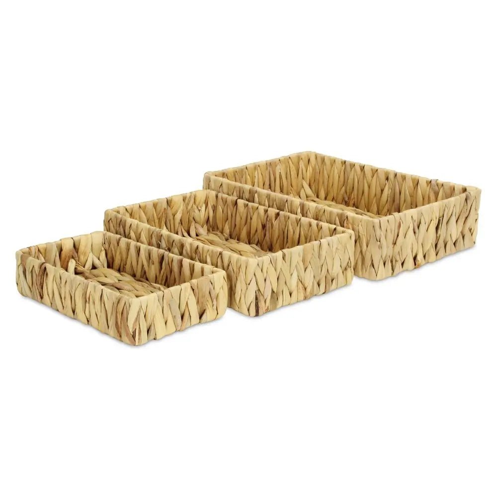 Set of Three Natural Water Hyacinth Basket - NOBLE HOME INTERIORS