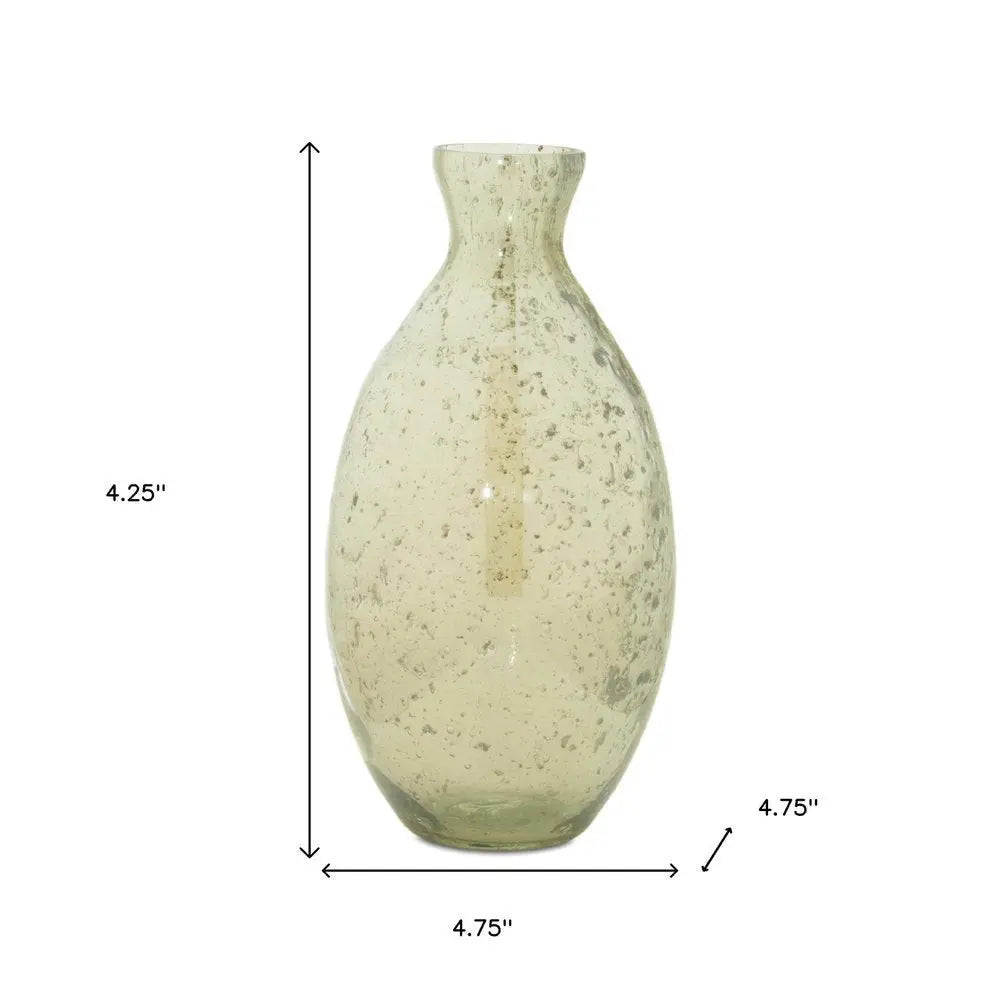 Set of Three Sage Green Seeded Bubble Glass Table Vases - NOBLE HOME INTERIORS