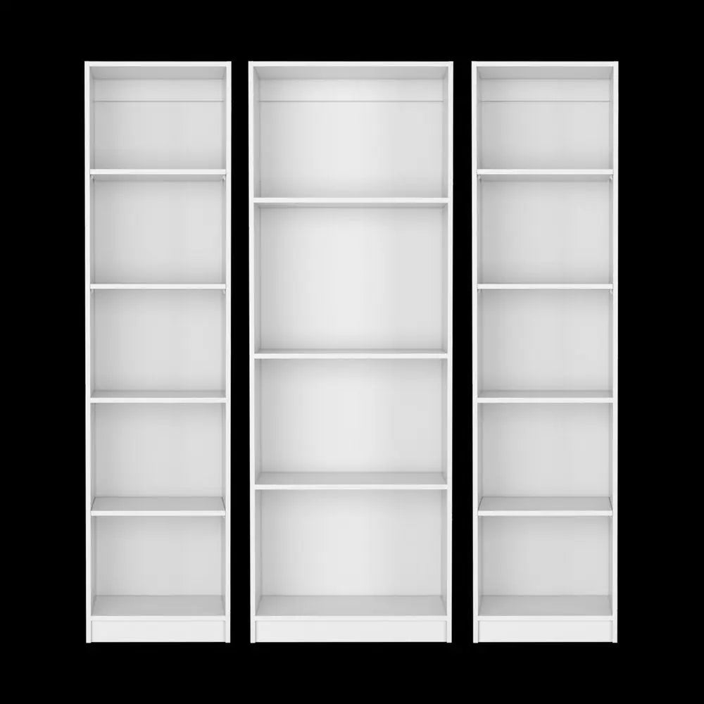 Set of Three White Wood Fourteen Tier Modular Bookcase - NOBLE HOME INTERIORS