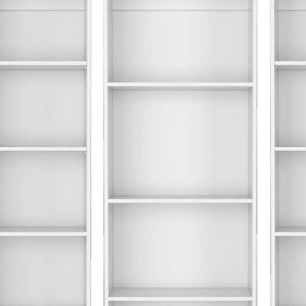 Set of Three White Wood Fourteen Tier Modular Bookcase - NOBLE HOME INTERIORS