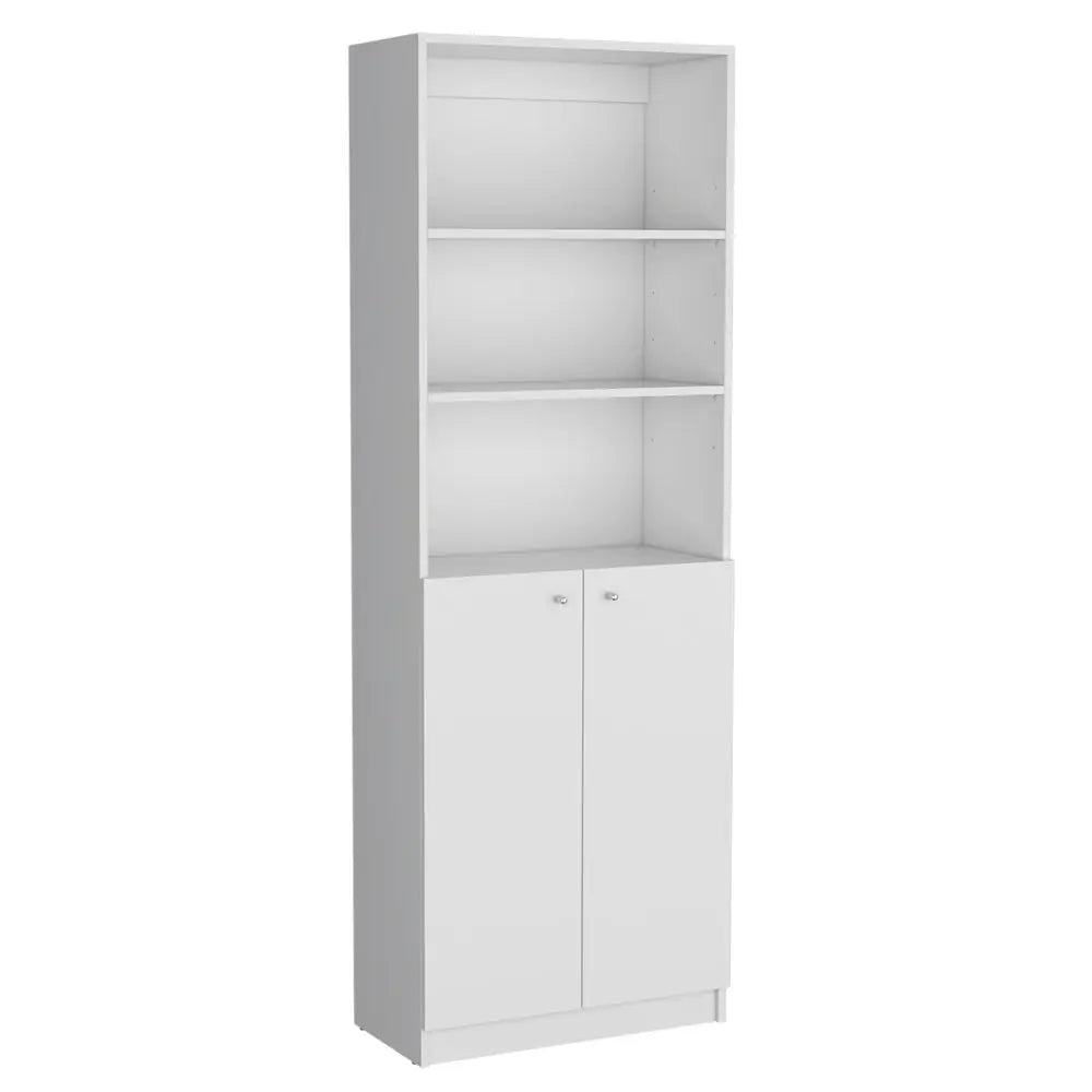 Set of Three White Wood Ten Tier Modular Bookcase with Four Doors - NOBLE HOME INTERIORS