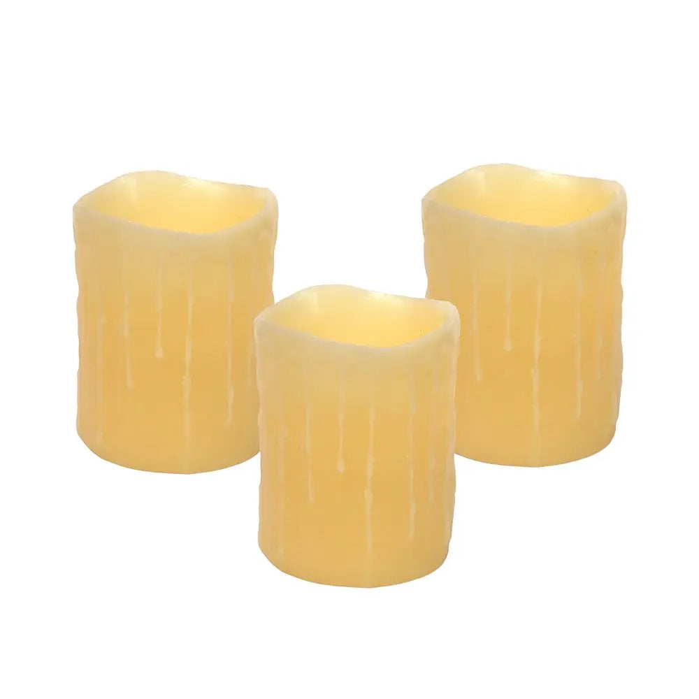 Set of Three Yellow Flameless Pillar Candle - NOBLE HOME INTERIORS