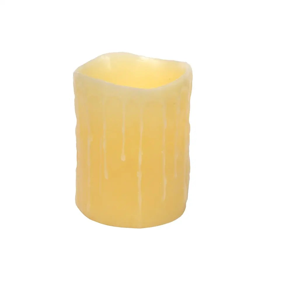Set of Three Yellow Flameless Pillar Candle - NOBLE HOME INTERIORS