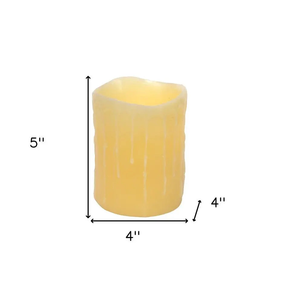 Set of Three Yellow Flameless Pillar Candle - NOBLE HOME INTERIORS