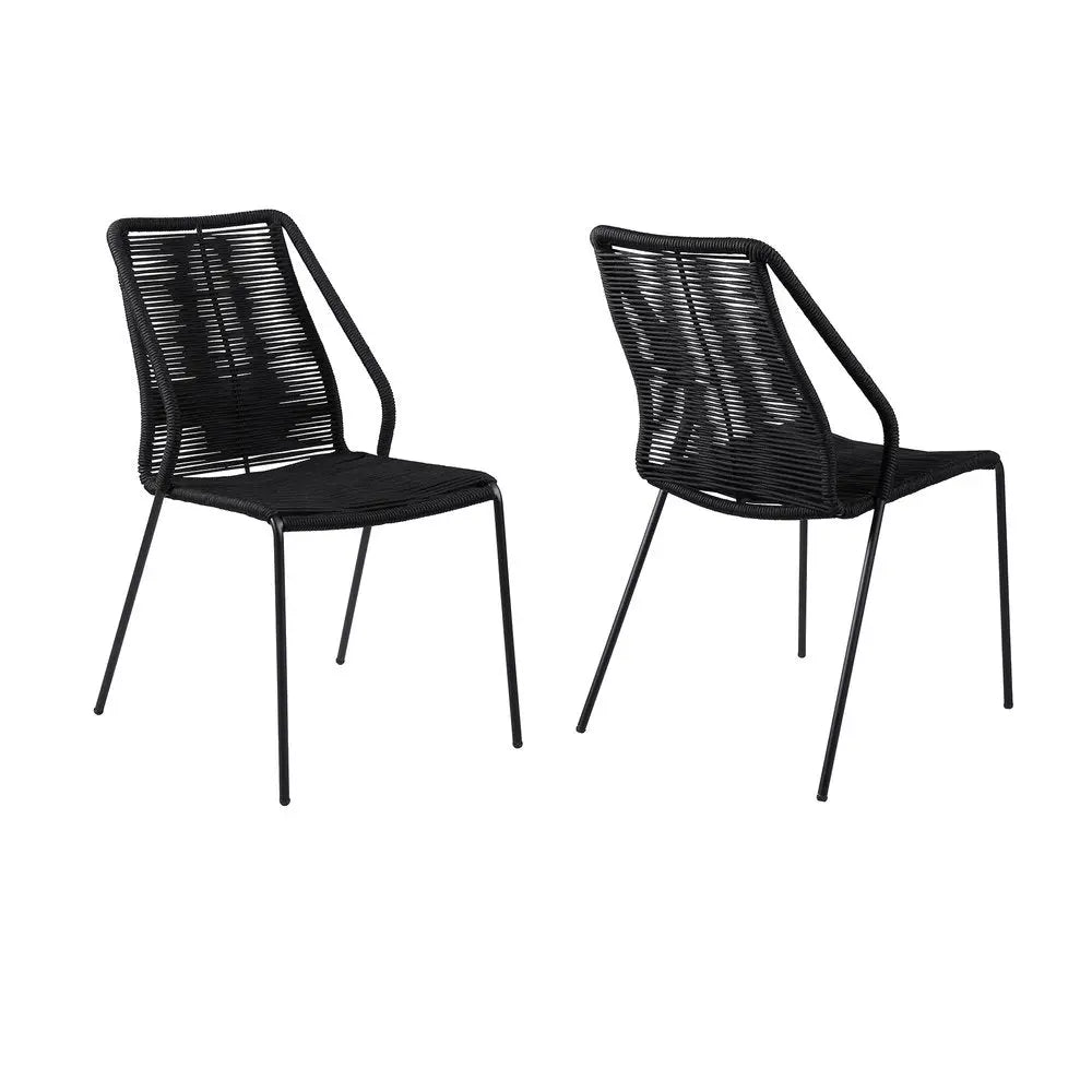 Set of Two 22" Black Metal Outdoor Dining Chair - NOBLE HOME INTERIORS