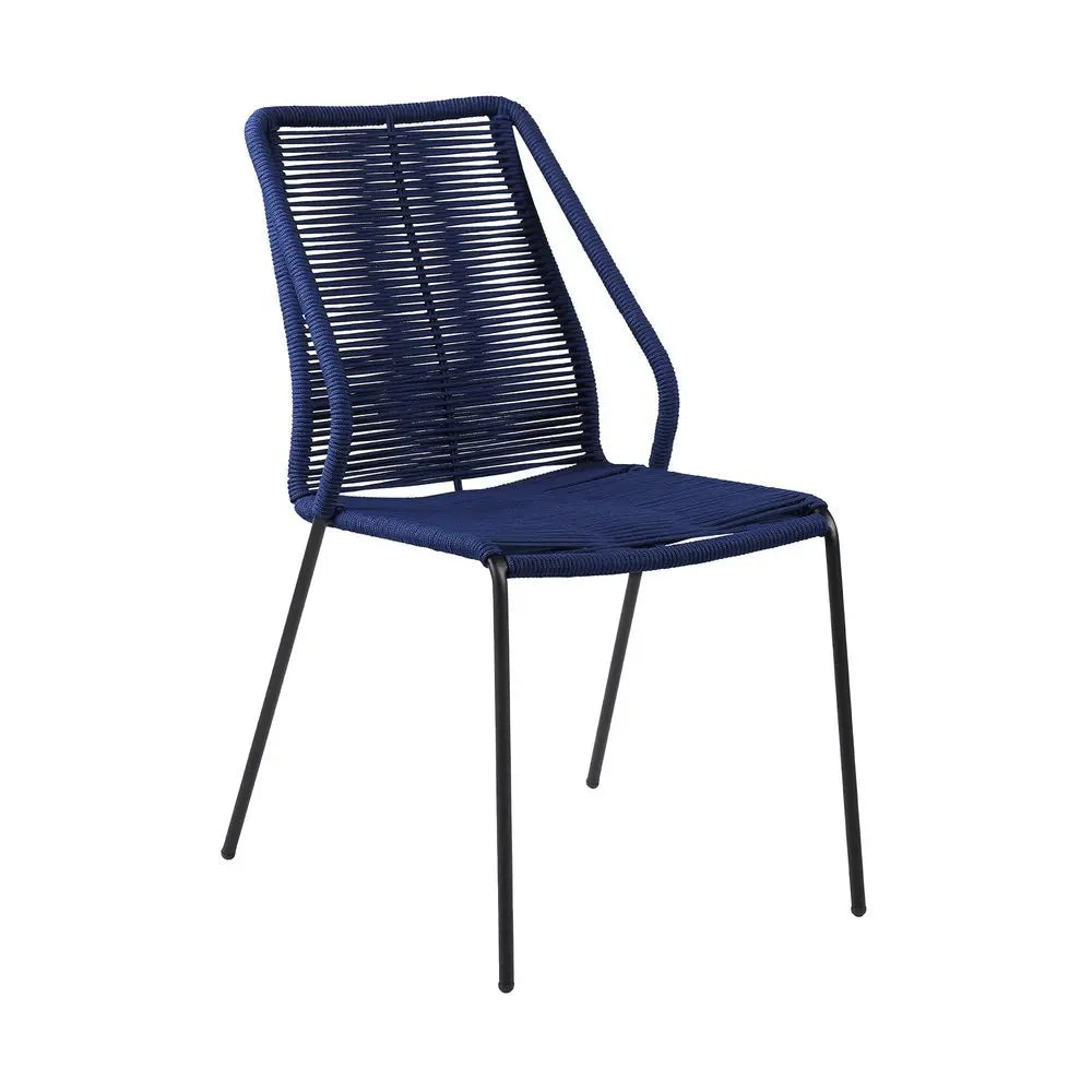 Set of Two 22" Blue Metal Outdoor Dining Chair - NOBLE HOME INTERIORS