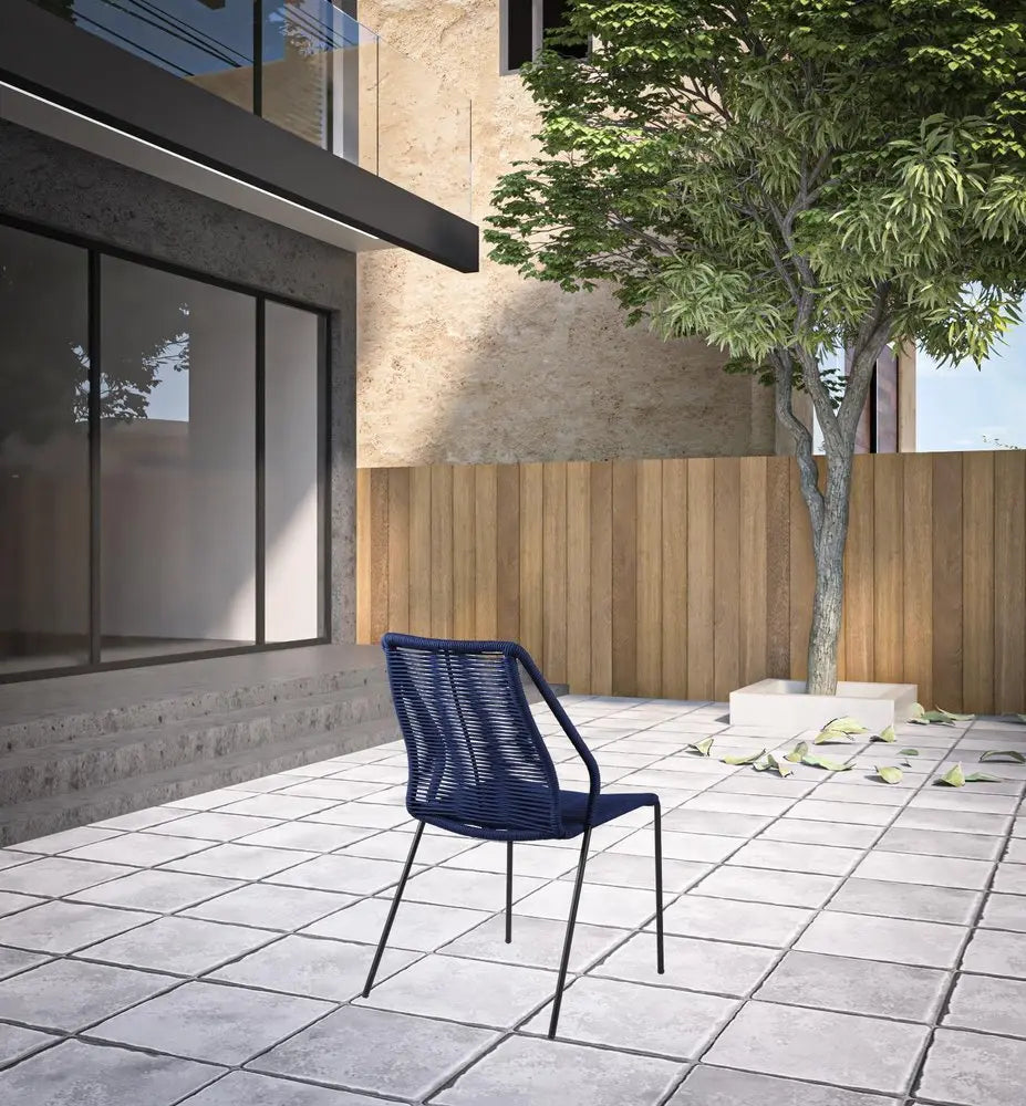 Set of Two 22" Blue Metal Outdoor Dining Chair - NOBLE HOME INTERIORS