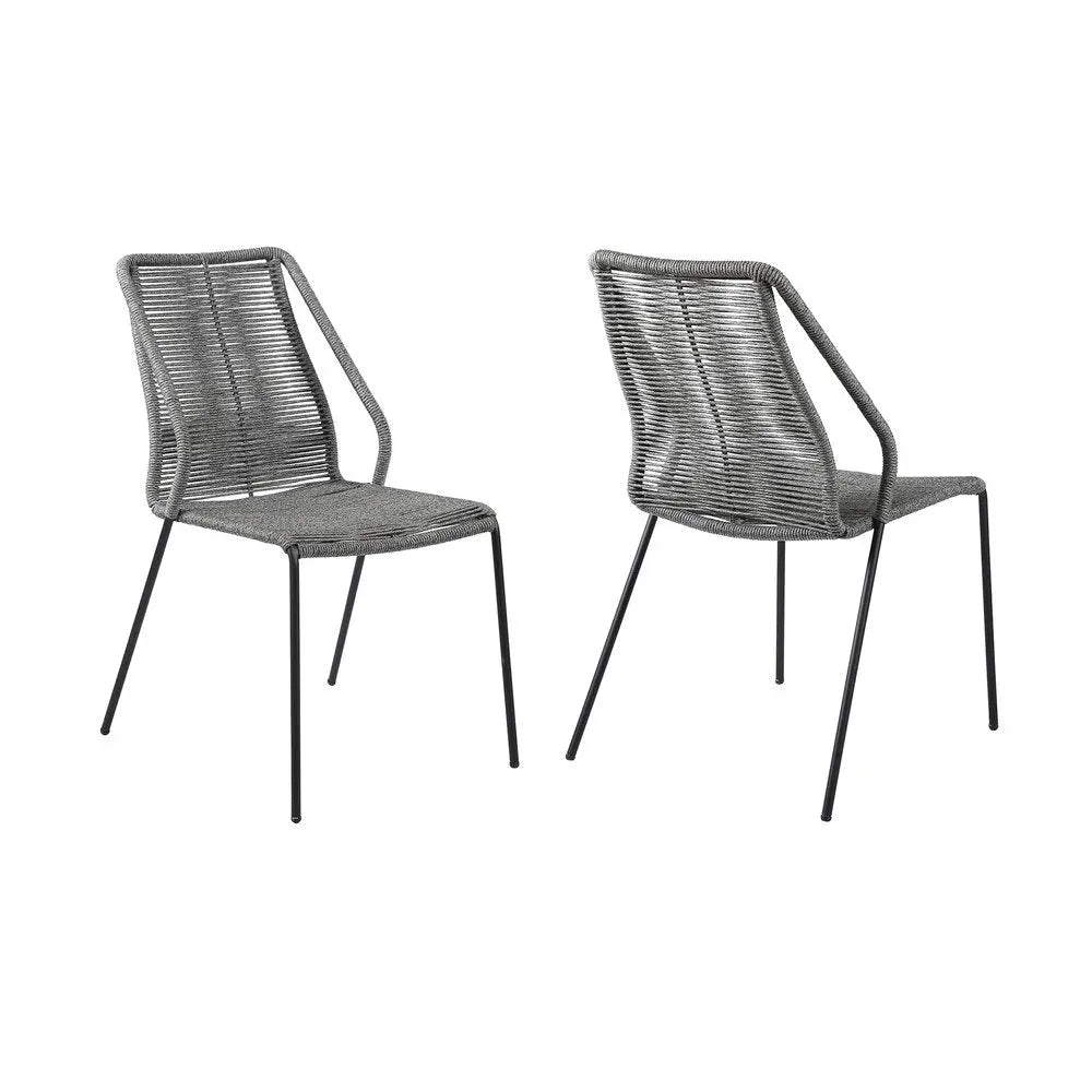 Set of Two 22" Gray Metal Outdoor Dining Chair - NOBLE HOME INTERIORS