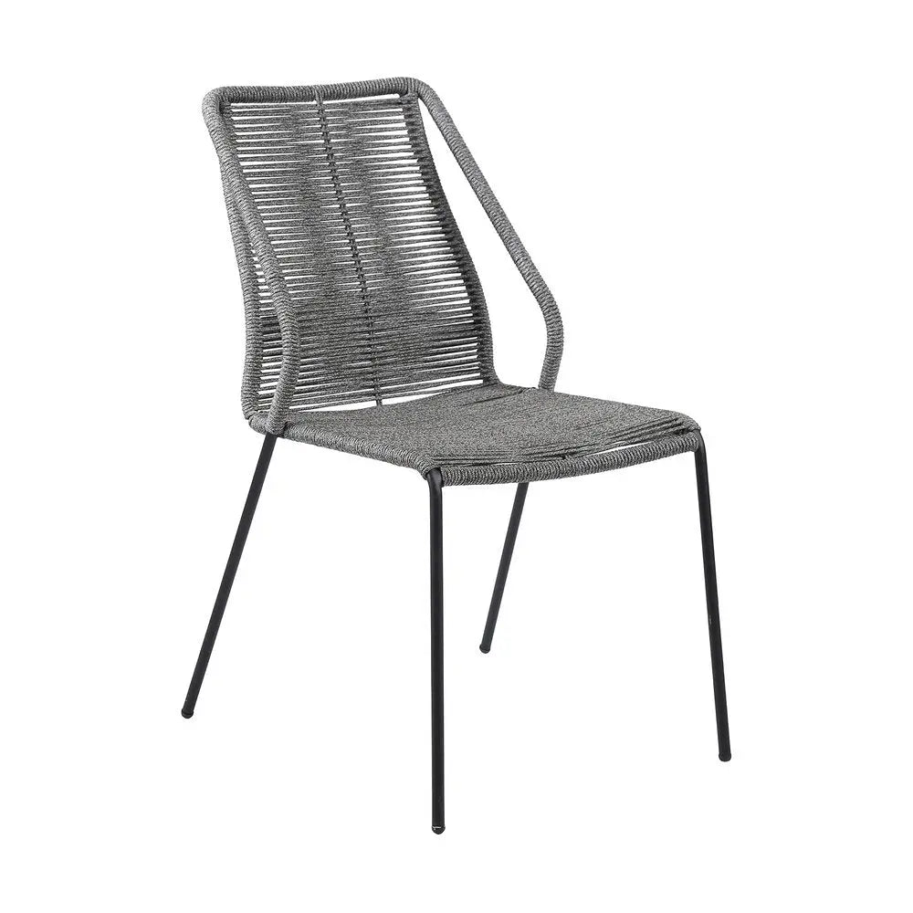 Set of Two 22" Gray Metal Outdoor Dining Chair - NOBLE HOME INTERIORS