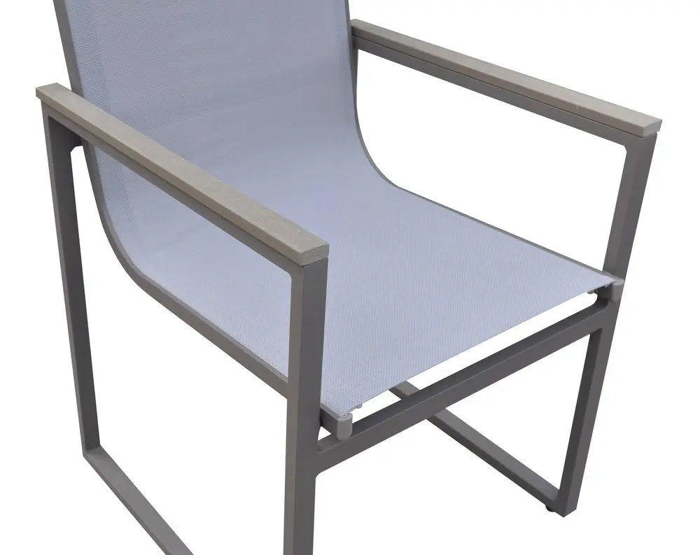 Set of Two 22" Light Gray Metal Outdoor Dining Chair - NOBLE HOME INTERIORS