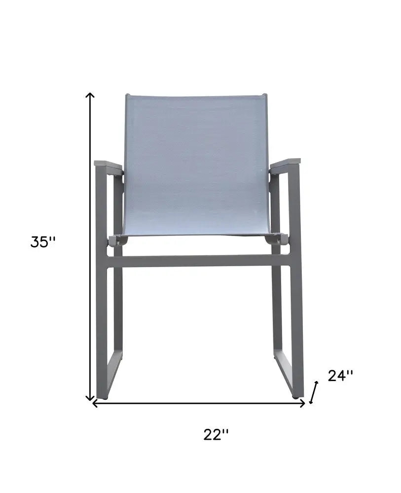 Set of Two 22" Light Gray Metal Outdoor Dining Chair - NOBLE HOME INTERIORS