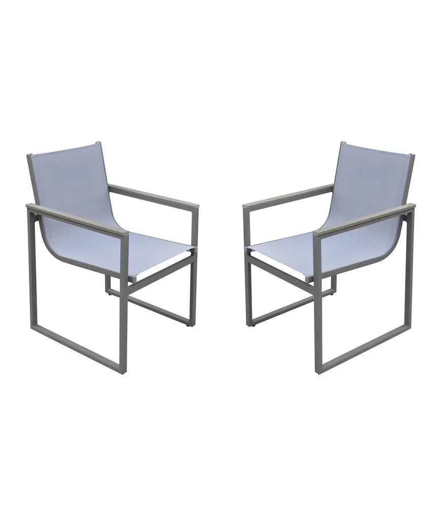 Set of Two 22" Light Gray Metal Outdoor Dining Chair - NOBLE HOME INTERIORS