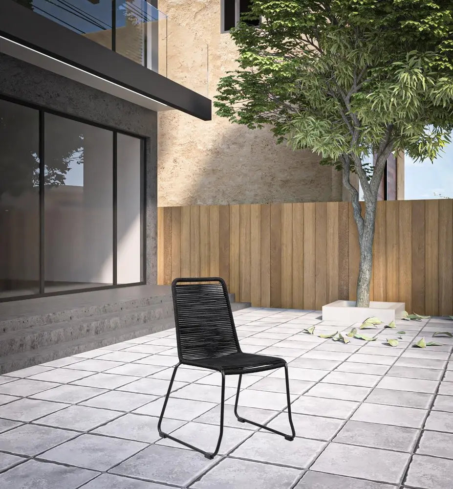 Set of Two 23" Black Metal Outdoor Dining Chair - NOBLE HOME INTERIORS