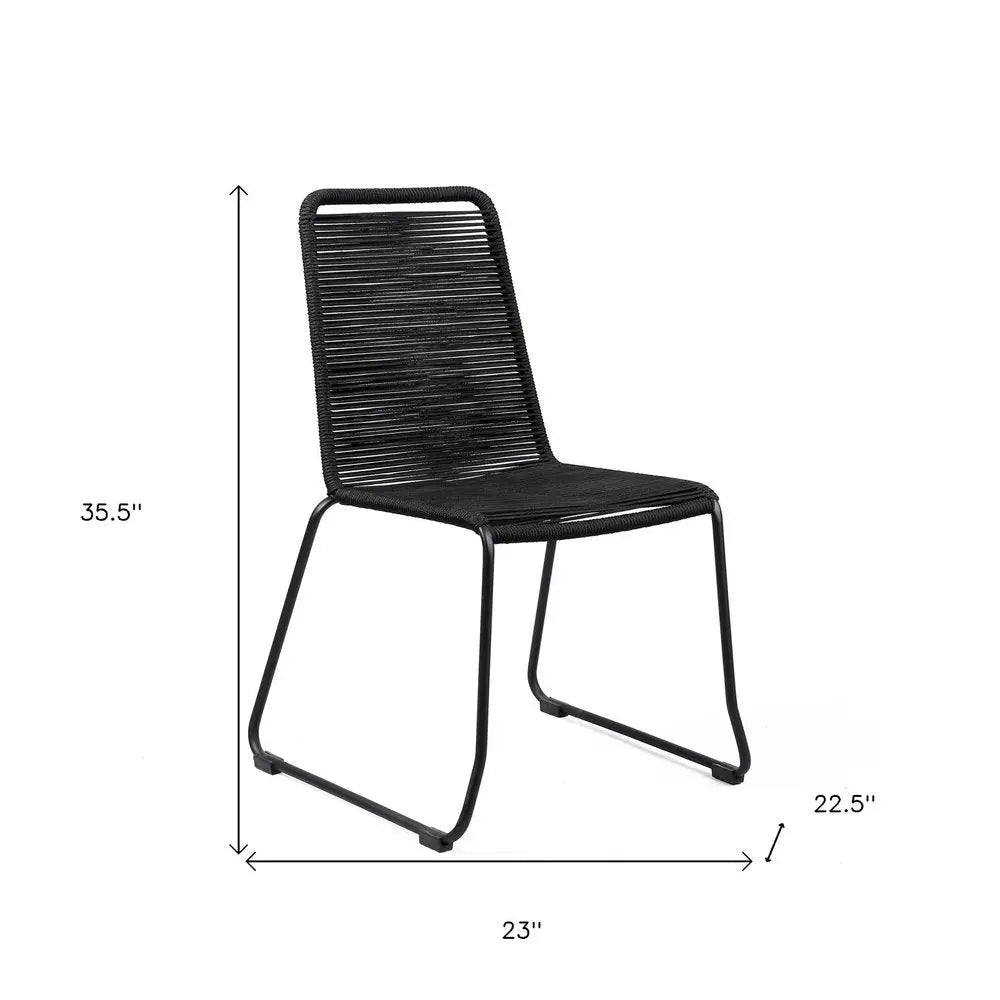 Set of Two 23" Black Metal Outdoor Dining Chair - NOBLE HOME INTERIORS