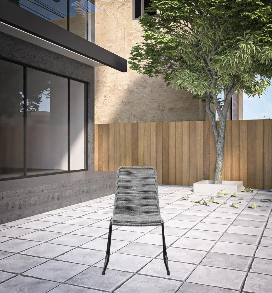 Set of Two 23" Gray Metal Outdoor Dining Chair - NOBLE HOME INTERIORS