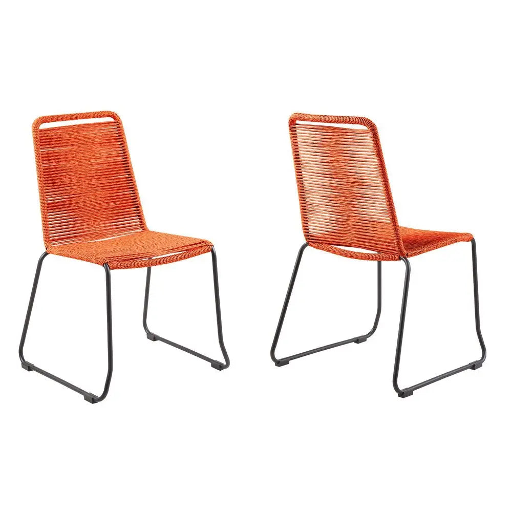 Set of Two 23" Tangerine Metal Outdoor Dining Chair - NOBLE HOME INTERIORS