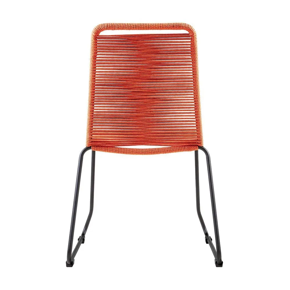 Set of Two 23" Tangerine Metal Outdoor Dining Chair - NOBLE HOME INTERIORS