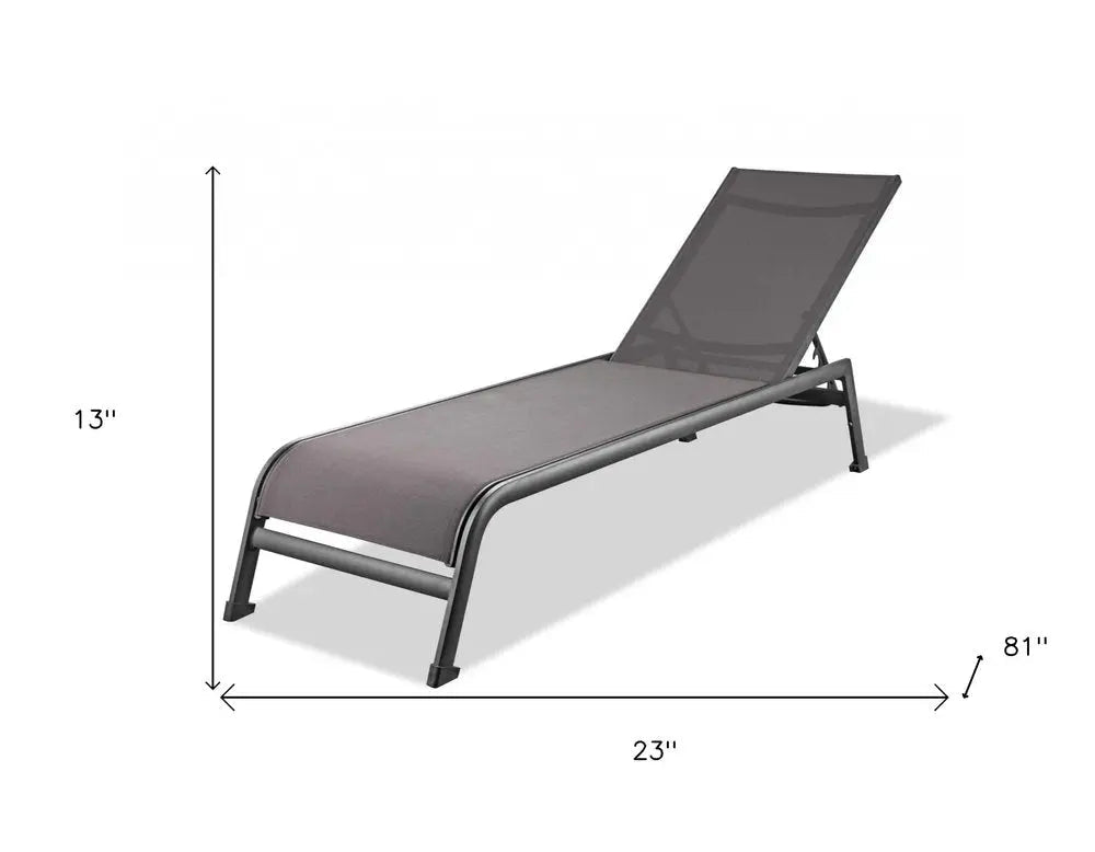 Set of Two 23" Taupe Metal Outdoor Chaise Lounge - NOBLE HOME INTERIORS