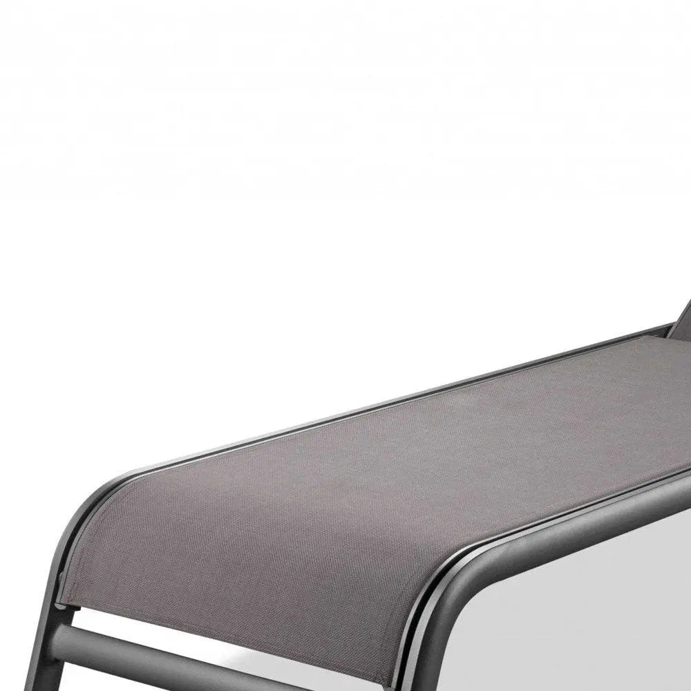 Set of Two 23" Taupe Metal Outdoor Chaise Lounge - NOBLE HOME INTERIORS