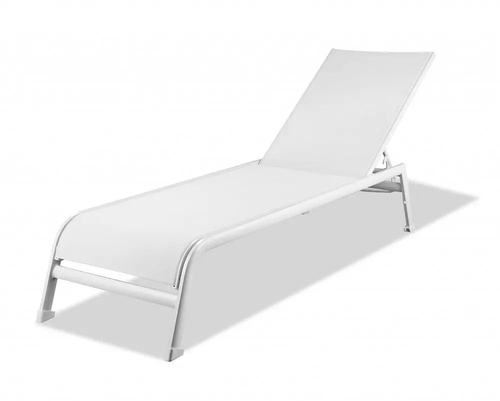 Set of Two 23" White and Chrome Indoor Outdoor Chaise Lounge - NOBLE HOME INTERIORS