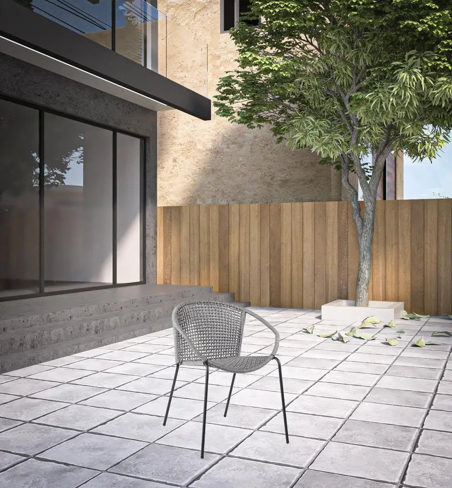 Set of Two 25" Gray Metal Outdoor Dining Chair - NOBLE HOME INTERIORS