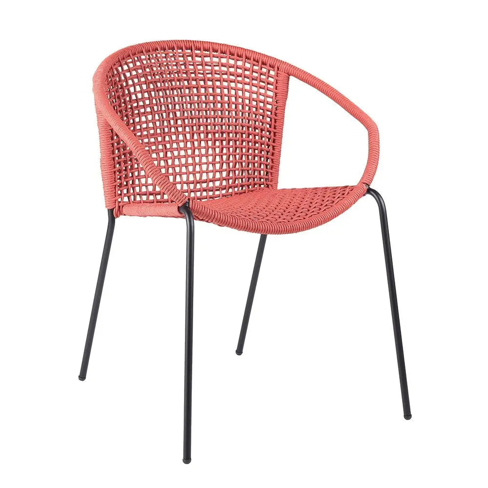 Set of Two 25" Red Metal Outdoor Dining Chair - NOBLE HOME INTERIORS