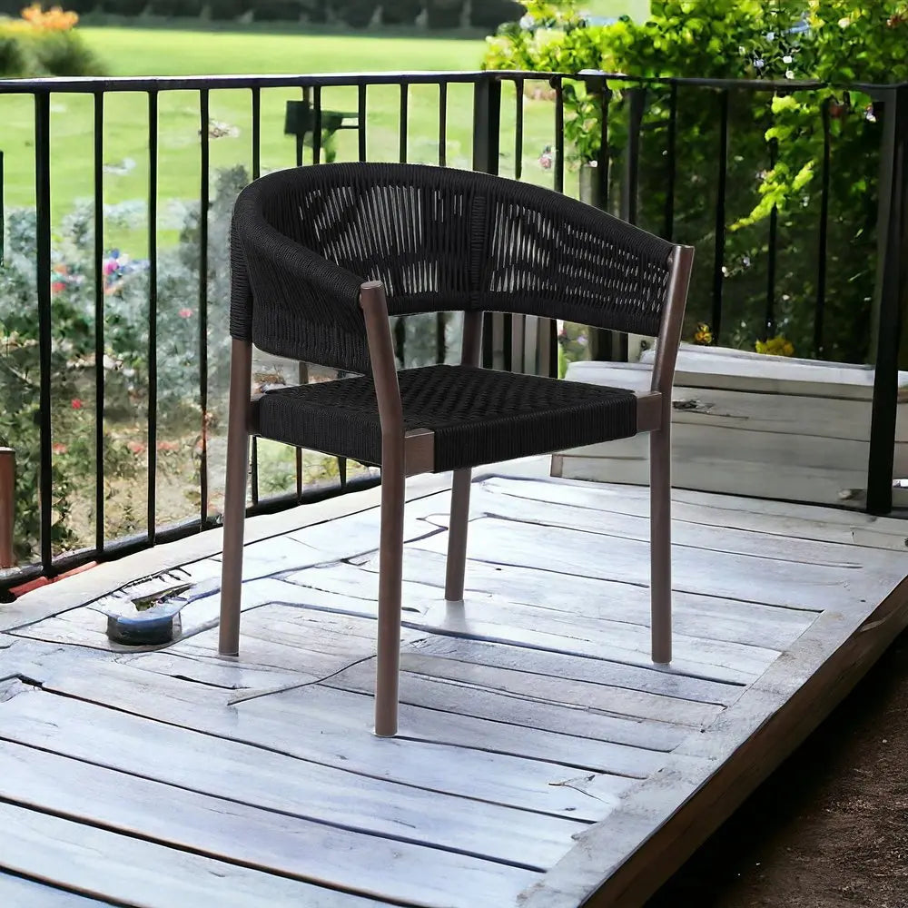 Set of Two 26" Black Solid Wood Outdoor Dining Chair - NOBLE HOME INTERIORS