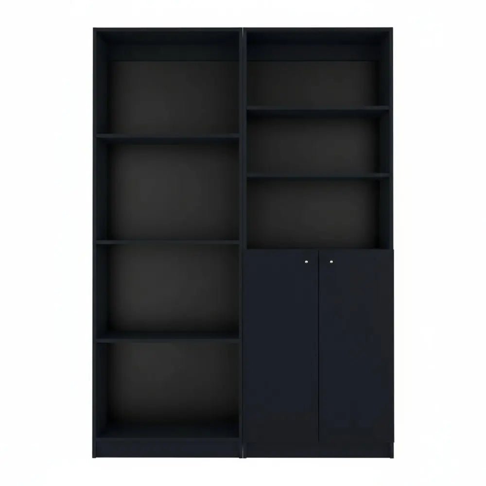 Set of Two 71" Black Bookcase With Two Doors - NOBLE HOME INTERIORS