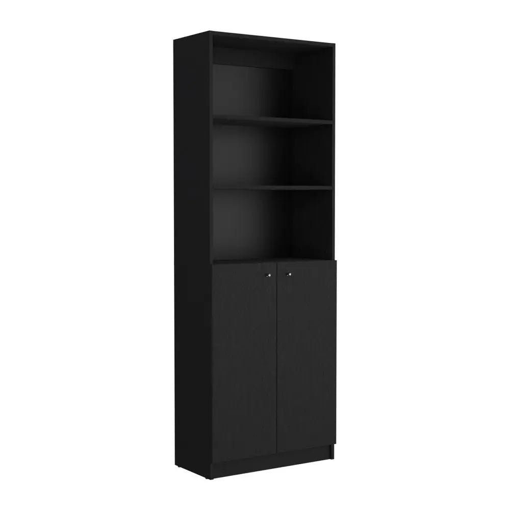 Set of Two 71" Black Bookcase With Two Doors - NOBLE HOME INTERIORS