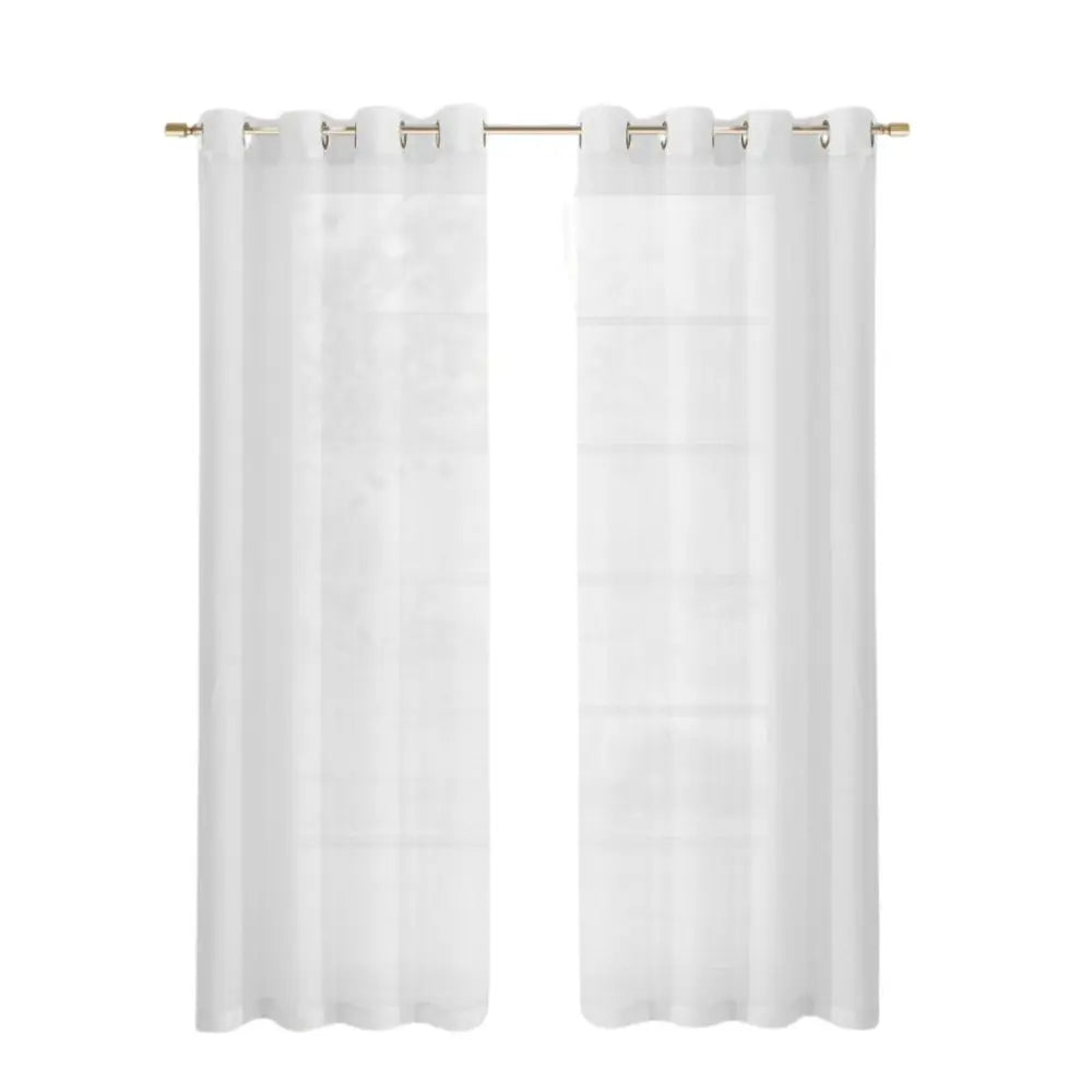 Set of Two 84" White Solid Modern Window Panels - NOBLE HOME INTERIORS