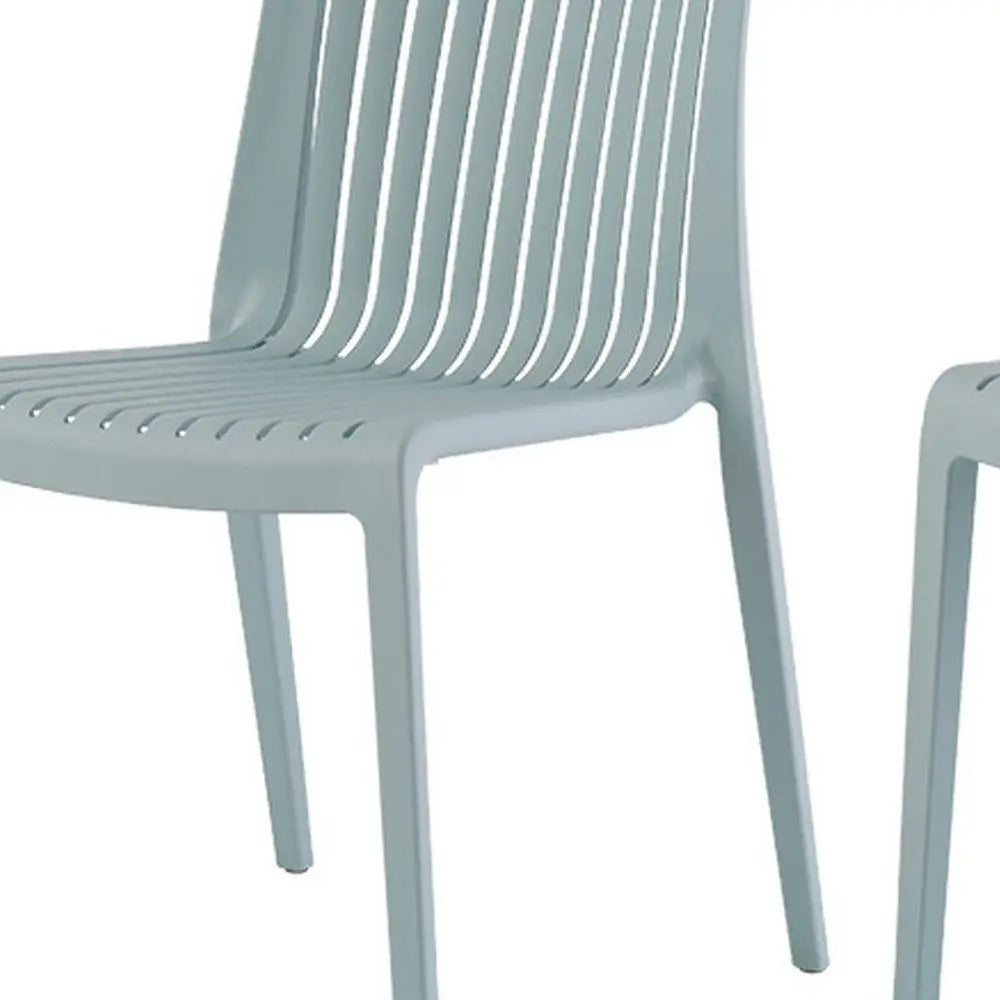 Set of Two Baby Blue Heavy Duty Plastic Outdoor Stacking Accent Chairs - NOBLE HOME INTERIORS
