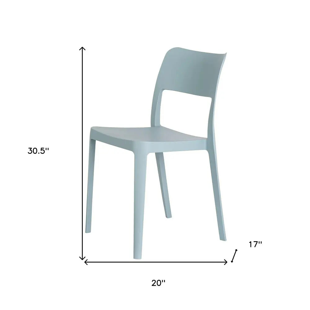 Set of Two Baby Blue Heavy Duty Plastic Outdoor Stacking Accent Chairs - NOBLE HOME INTERIORS