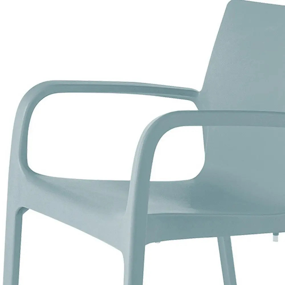 Set of Two Baby Blue Heavy Duty Plastic Outdoor Stacking Dining Chairs - NOBLE HOME INTERIORS