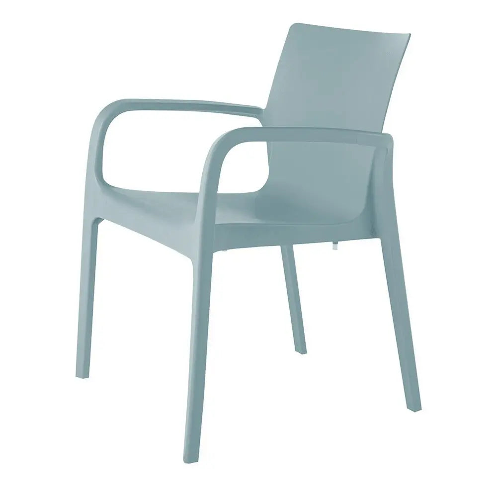 Set of Two Baby Blue Heavy Duty Plastic Outdoor Stacking Dining Chairs - NOBLE HOME INTERIORS