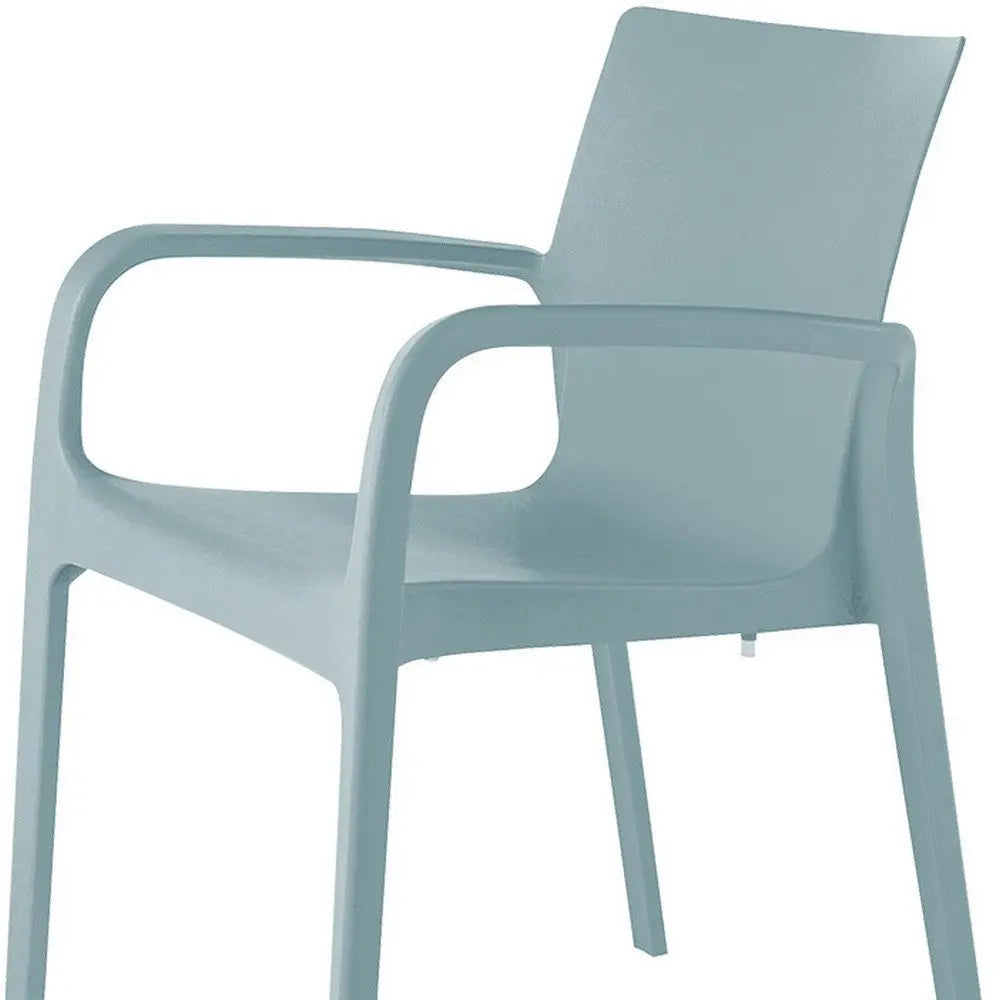 Set of Two Baby Blue Heavy Duty Plastic Outdoor Stacking Dining Chairs - NOBLE HOME INTERIORS
