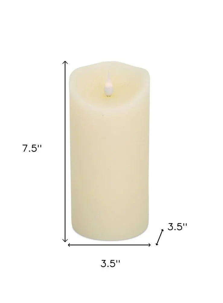 Set of Two Beige Flameless Pillar Candle - NOBLE HOME INTERIORS