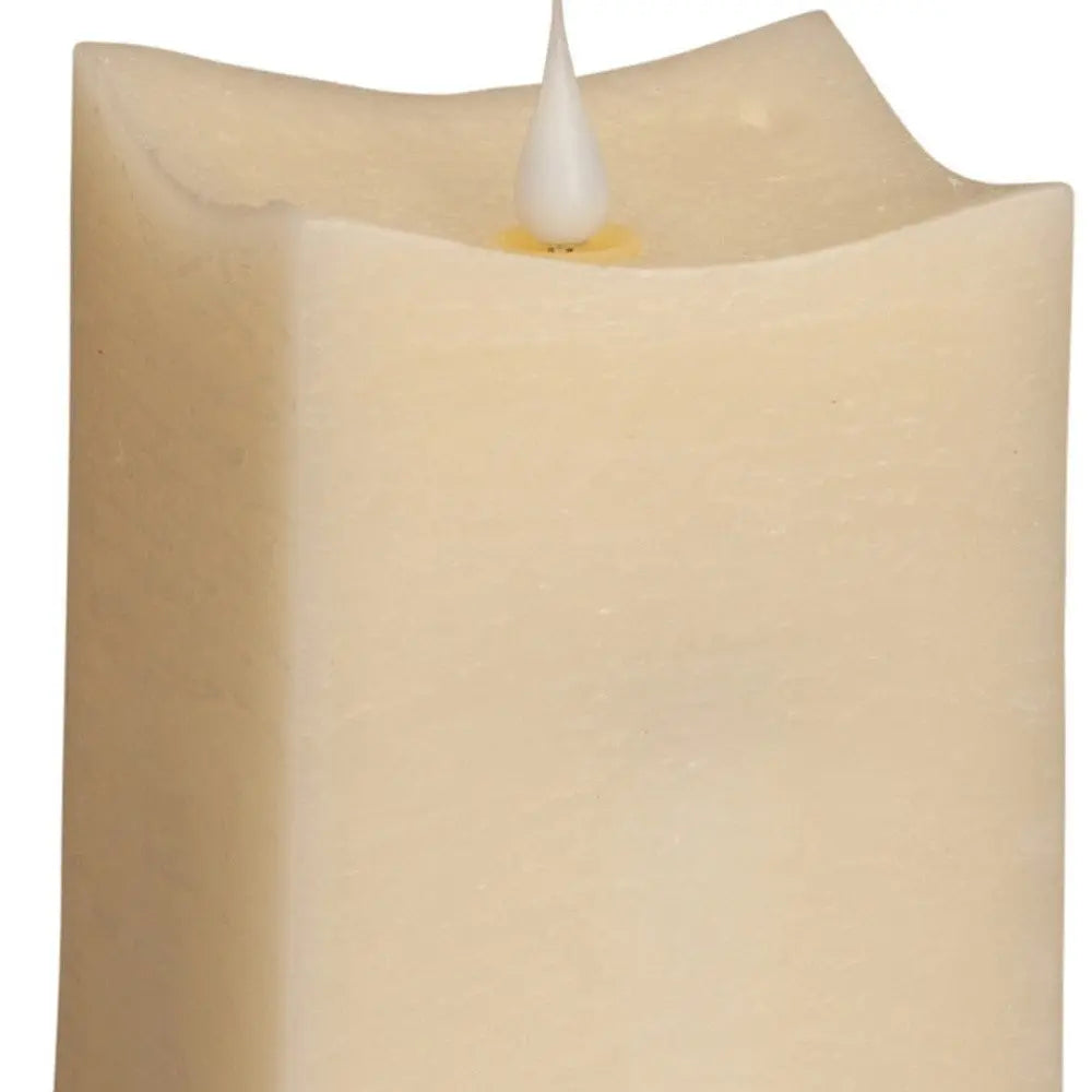 Set of Two Beige Flameless Pillar Candle - NOBLE HOME INTERIORS