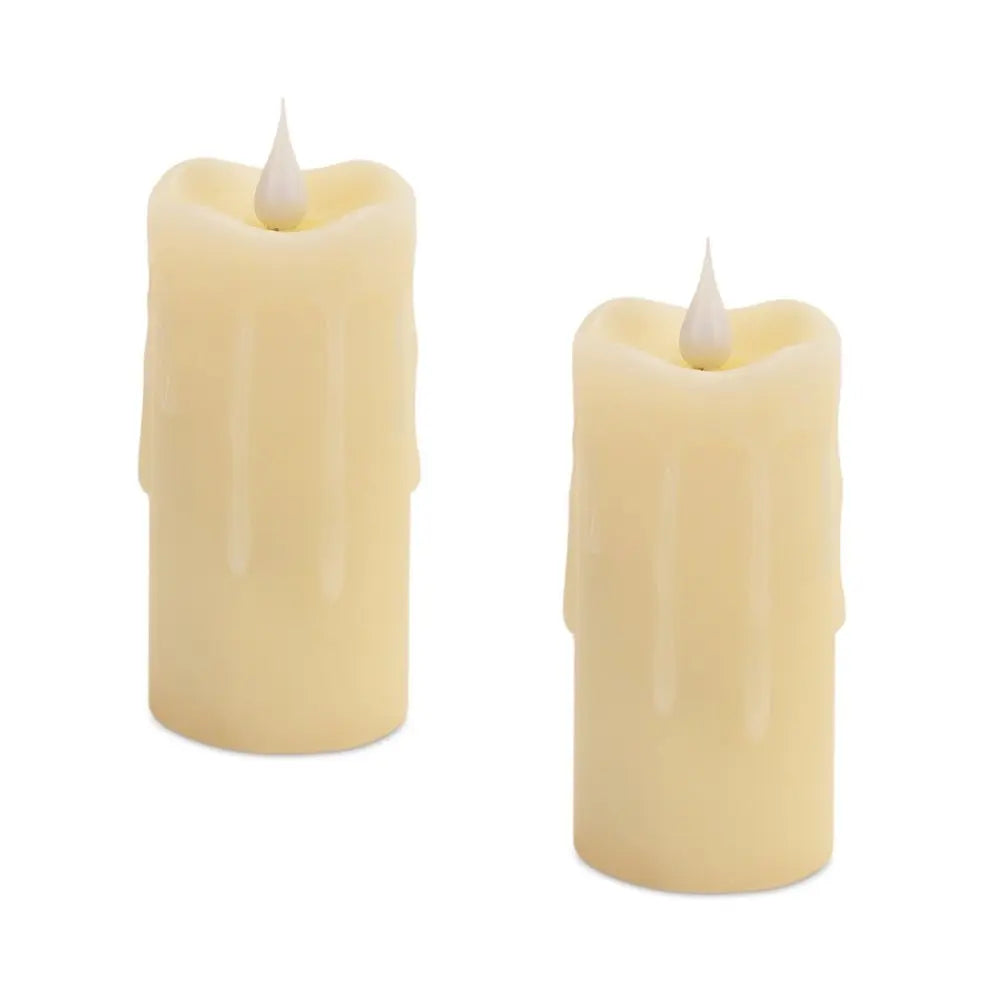 Set of Two Beige Flameless Votive Candle - NOBLE HOME INTERIORS