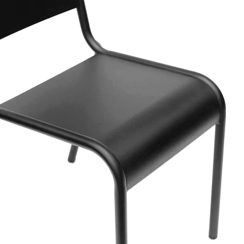 Set of Two Black Aluminum Outdoor Stacking Dining Chairs - NOBLE HOME INTERIORS
