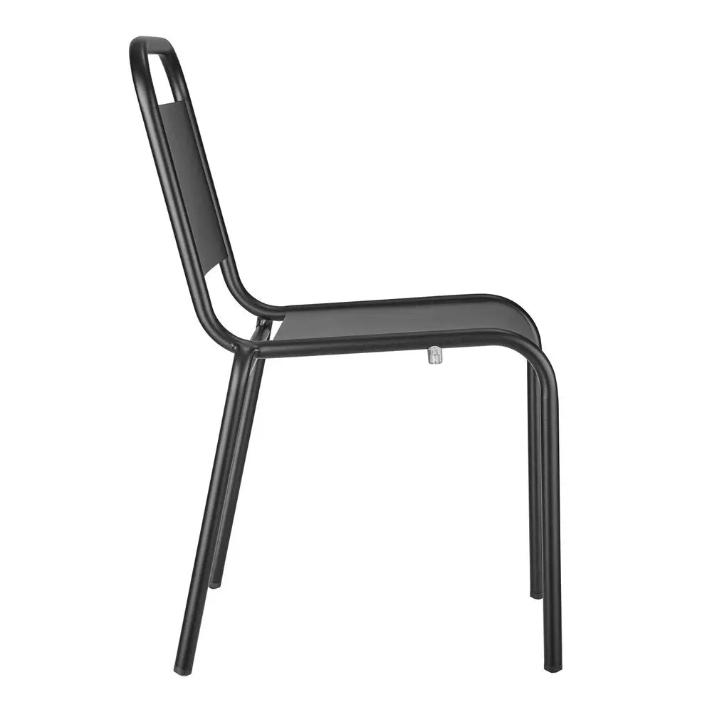Set of Two Black Aluminum Outdoor Stacking Dining Chairs - NOBLE HOME INTERIORS