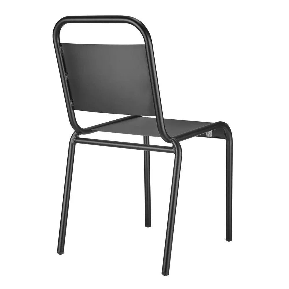 Set of Two Black Aluminum Outdoor Stacking Dining Chairs - NOBLE HOME INTERIORS