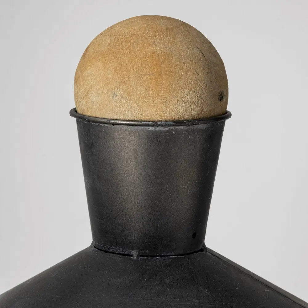 Set of Two Black and Brown Metal Cylindrical Urns - NOBLE HOME INTERIORS