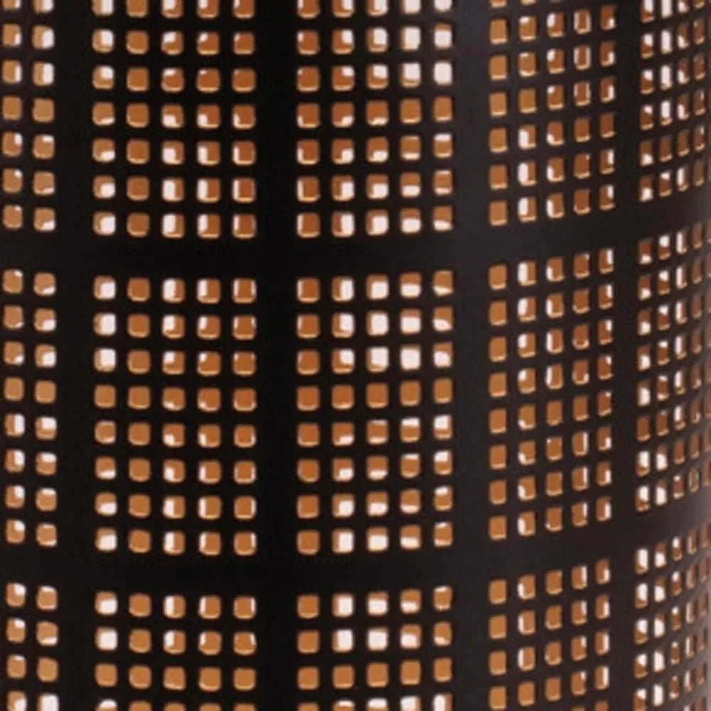 Set of Two Black And Gold Abstract Metal Tabletop Pillar Candle Holders - NOBLE HOME INTERIORS