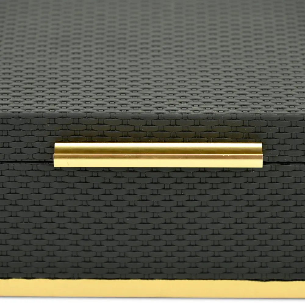 Set of Two Black And Gold Nesting Decorative Storage Boxes With Lids - NOBLE HOME INTERIORS