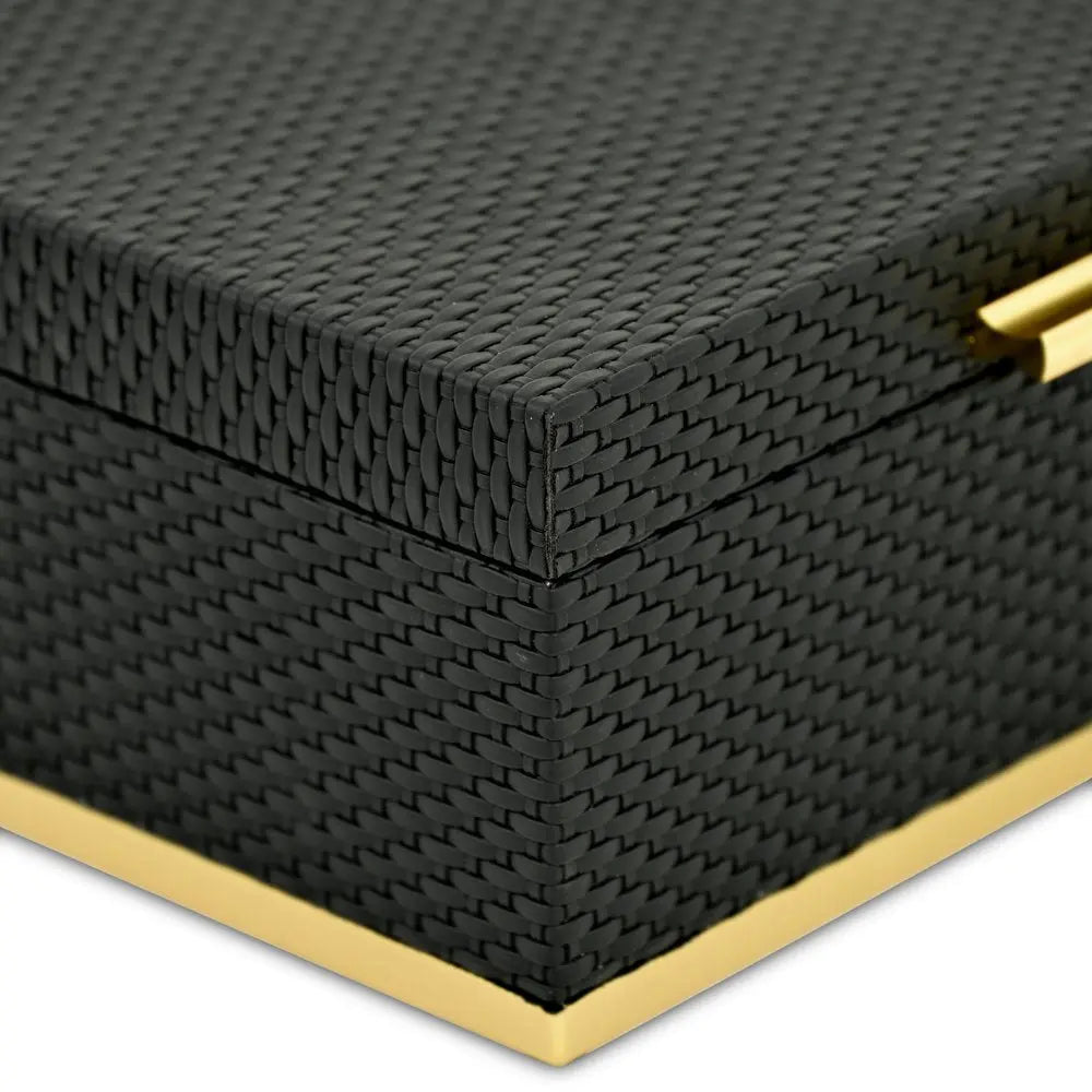 Set of Two Black And Gold Nesting Decorative Storage Boxes With Lids - NOBLE HOME INTERIORS