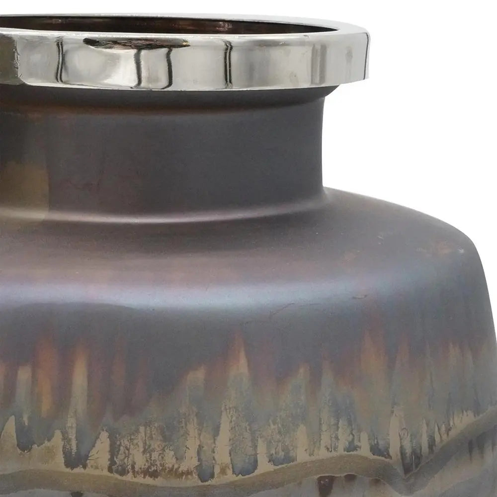 Set of Two Black And Gray Abstract Glass Round Table Vases - NOBLE HOME INTERIORS