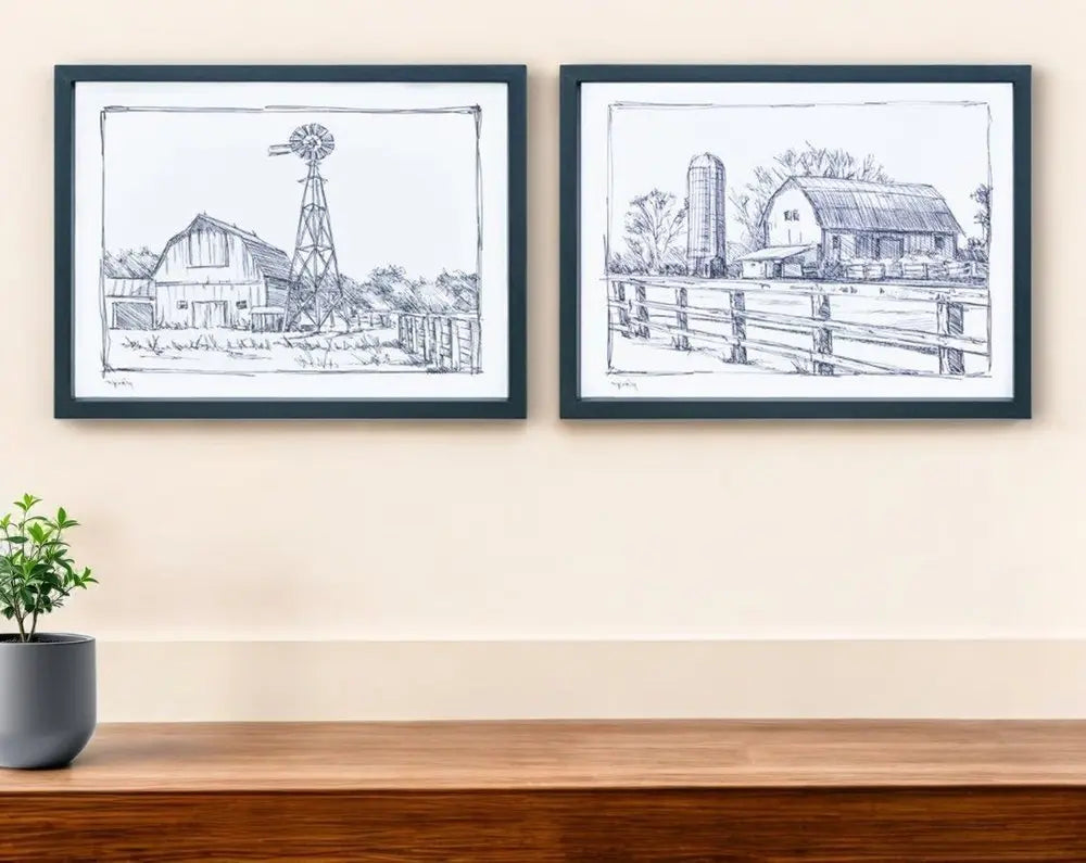 Set of Two Black And White Framed Art - NOBLE HOME INTERIORS