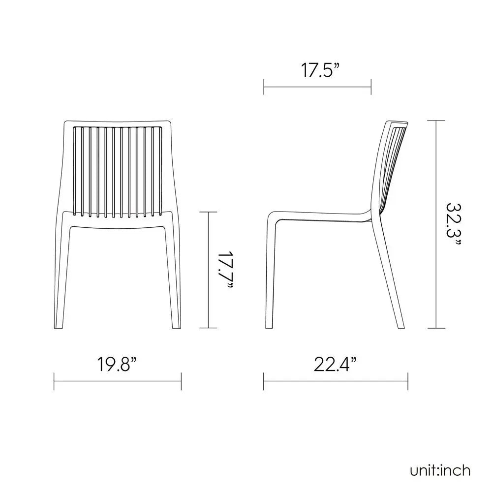 Set of Two Black Heavy Duty Plastic Outdoor Stacking Accent Chairs - NOBLE HOME INTERIORS