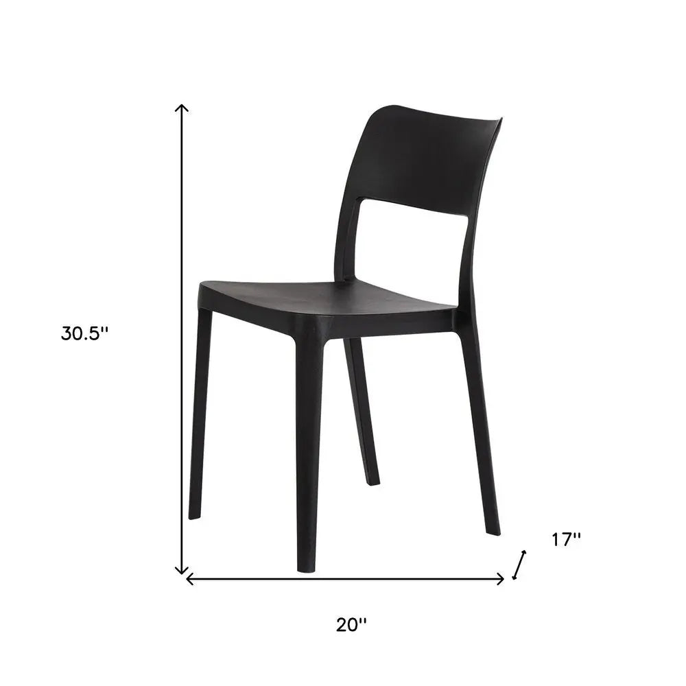 Set of Two Black Heavy Duty Plastic Outdoor Stacking Accent Chairs - NOBLE HOME INTERIORS